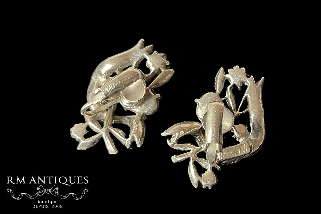 コロ COROCRAFT ヴィンテージ リボンブーケのいぶし銀イヤリング