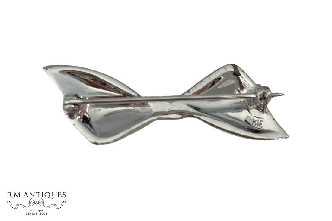 KTF Early Trifari Ribbon Bow Brooch Vintage Costume Jewelry VJ-3538