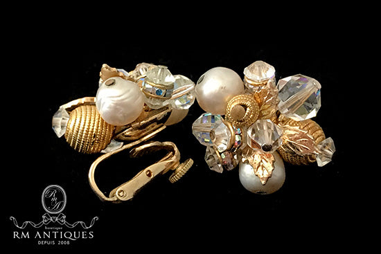 Vendome クリスタルガラスのクラスターイヤリング | ヴィンテージジュエリー