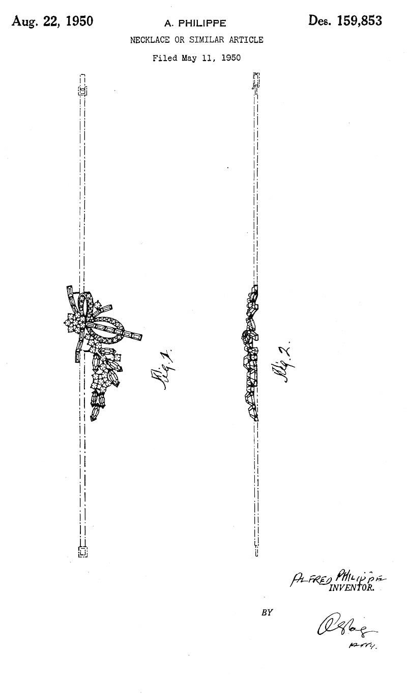 Trifari Asymmetrical Rhinestone Choker Necklace — Alfred Pat Pend, 1950, Silver | VJ-6035