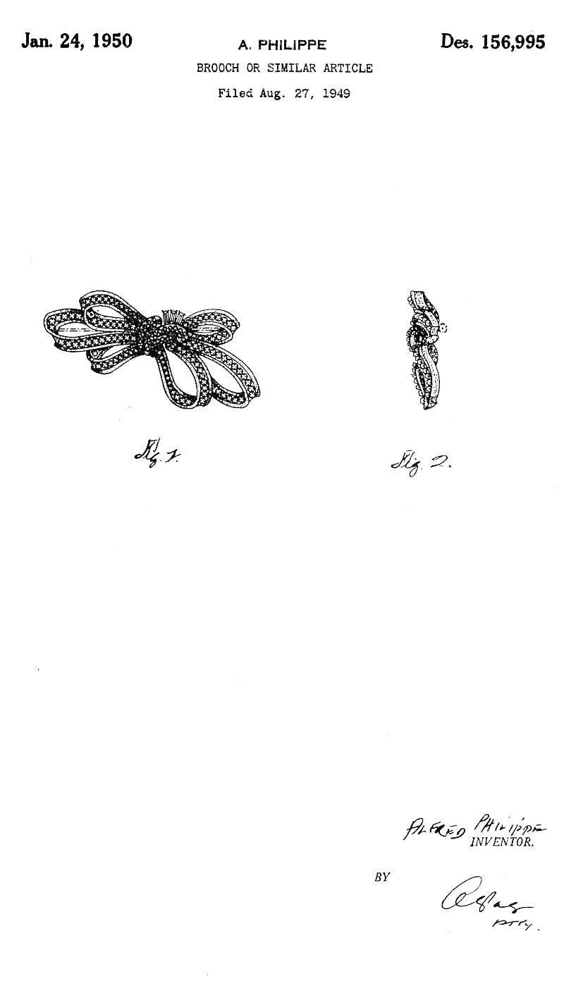 Trifari A Philippe リボンパヴェのブローチ 1950年 アルフレッド・フィリップ デザイン VJ-6848