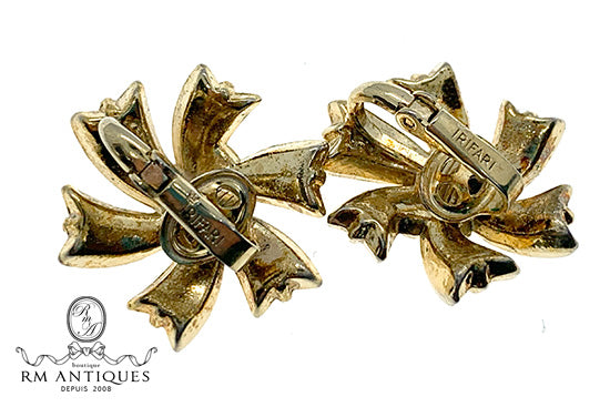 Trifari ゴールドリボンイヤリング トリファリ