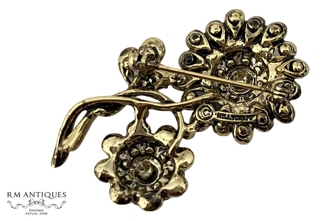 Hollycraft Amber Gradient Rhinestone Brooch|Vintage Costume Jewelry