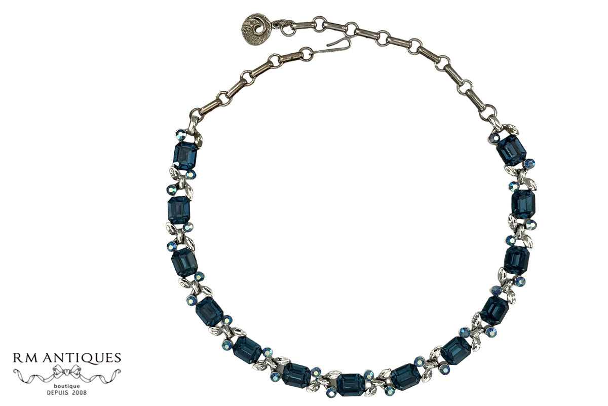 ヴィンテージ Lisner モンタナサファイヤ ラインストーン ビジューネックレス VJ-7402