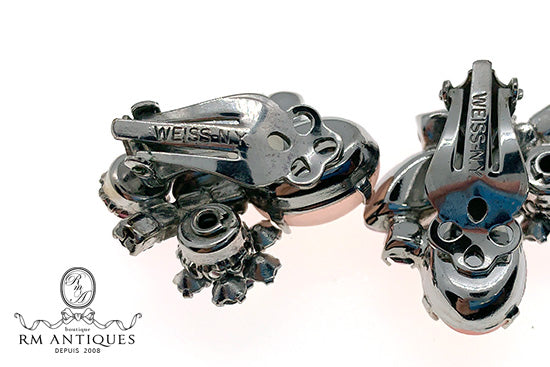 WEISS ピンクラインストーンのイヤリング - ヴィンテージジュエリー