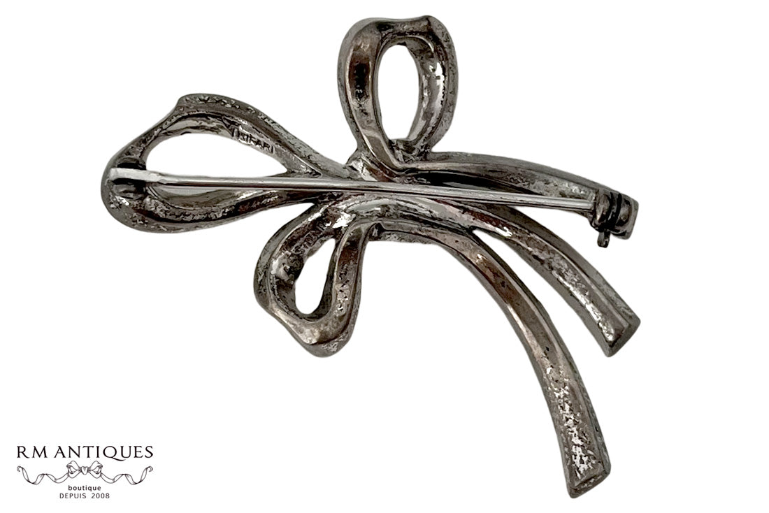 Trifari スターリングシルバー製リボンブローチ|ヴィンテージジュエリー VJ-7536