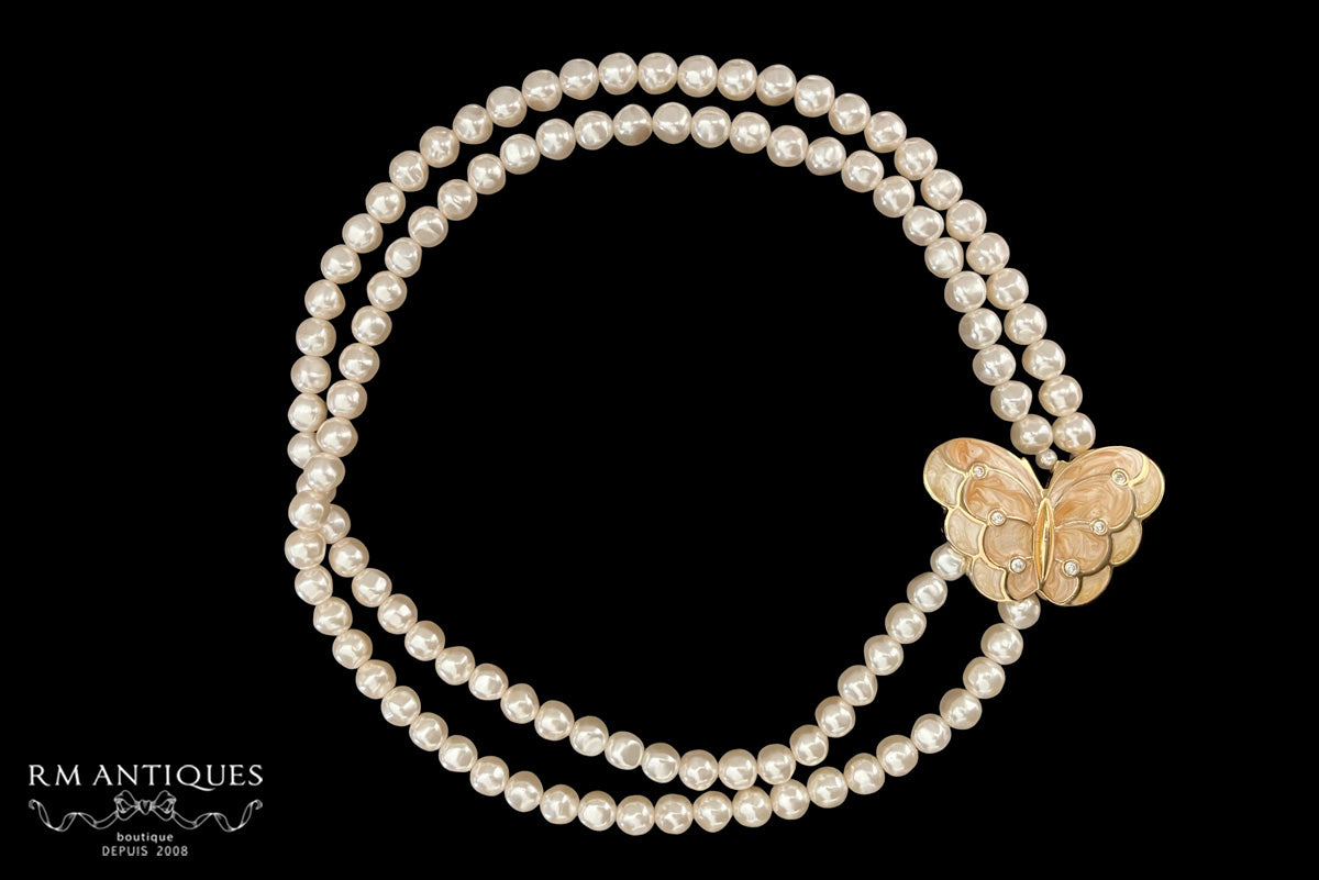 KJL for Avon バロックパール ネックレス パピヨン オレンジ系