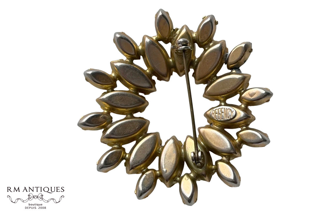 Regency Colorado Topaz Wreath Brooch | 1950s Vintage Gold Tone | VJ-8803
