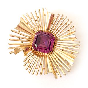 Crown trifari purple jewel brooch trifari