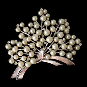 Crown Trifari Pearl Bouquet Brooch Trifari