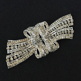 Coro Early 1937 Duette Ribbon Dress Clip &amp; Pin Brooch Coro