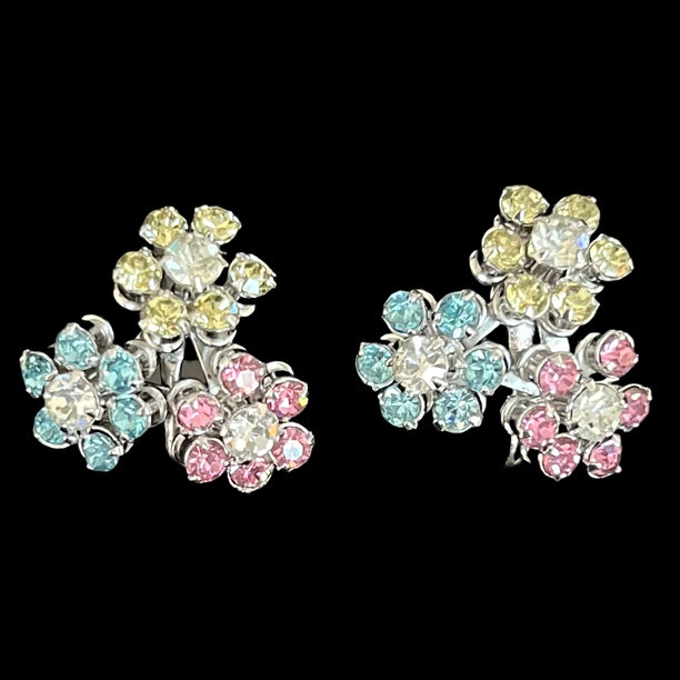 VJ-3630 Coro tricolor rhinestone earrings