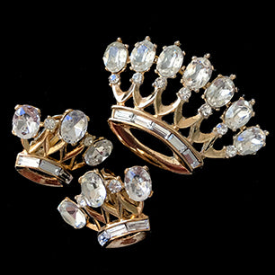 Trifari pat pend crown brooch and earrings