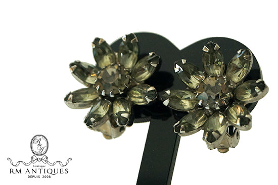 VJ-4405 WEISS black diamond rhinestone earrings