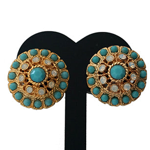 Sarah Coventry "Aquarius" turquoise and opal earrings 1970