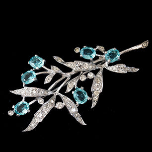 Trifari Sterling silver Aquamarine flower brooch Trifari