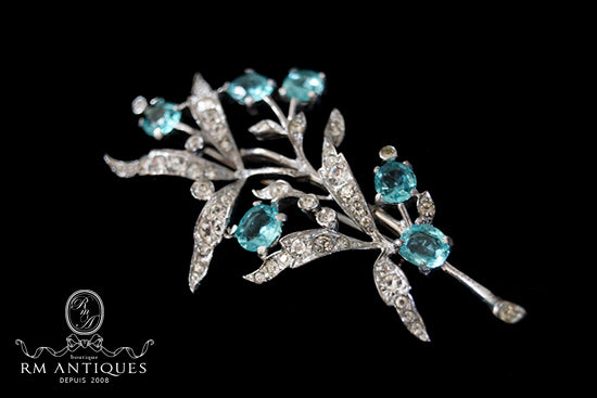 Trifari Sterling silver Aquamarine flower brooch Trifari