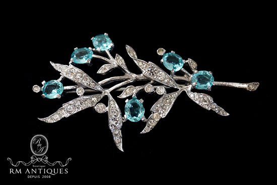 Trifari Sterling silver Aquamarine flower brooch Trifari