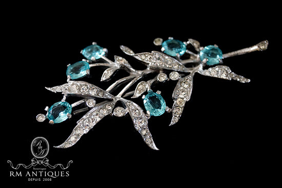 Trifari Sterling silver Aquamarine flower brooch Trifari