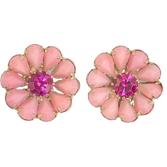 VJ-4820 WEISS pink rhinestone daisy earrings