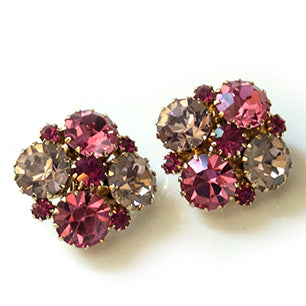 VJ-4825 WEISS pink and light amethyst rhinestone earrings