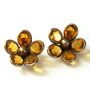 Trifari Bezel Set Topaz Earrings Trifari