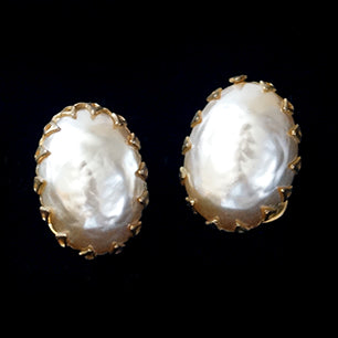 Miriam Haskell Baroque pearl oval earrings