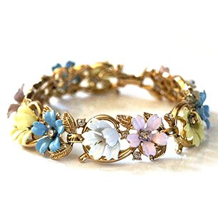 Trifari pastel colored flower bracelet Trifari 1956 Fleurette