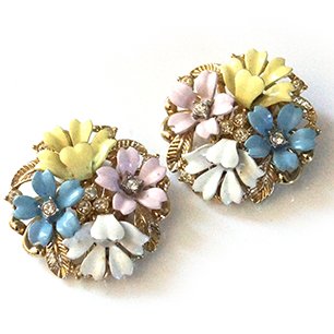 Trifari pastel flower earrings Trifari 1956 Fleurette