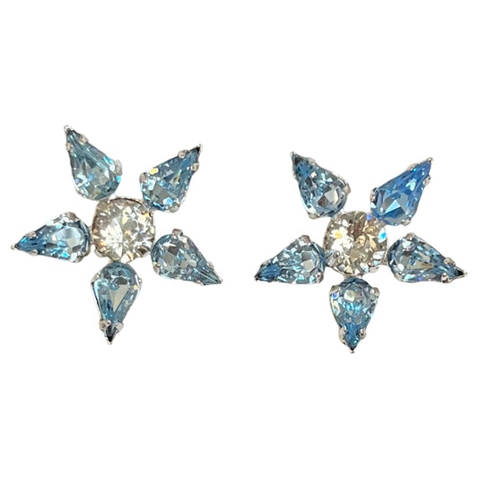 VJ-5077 Coro Light Sapphire Rhinestone Earrings