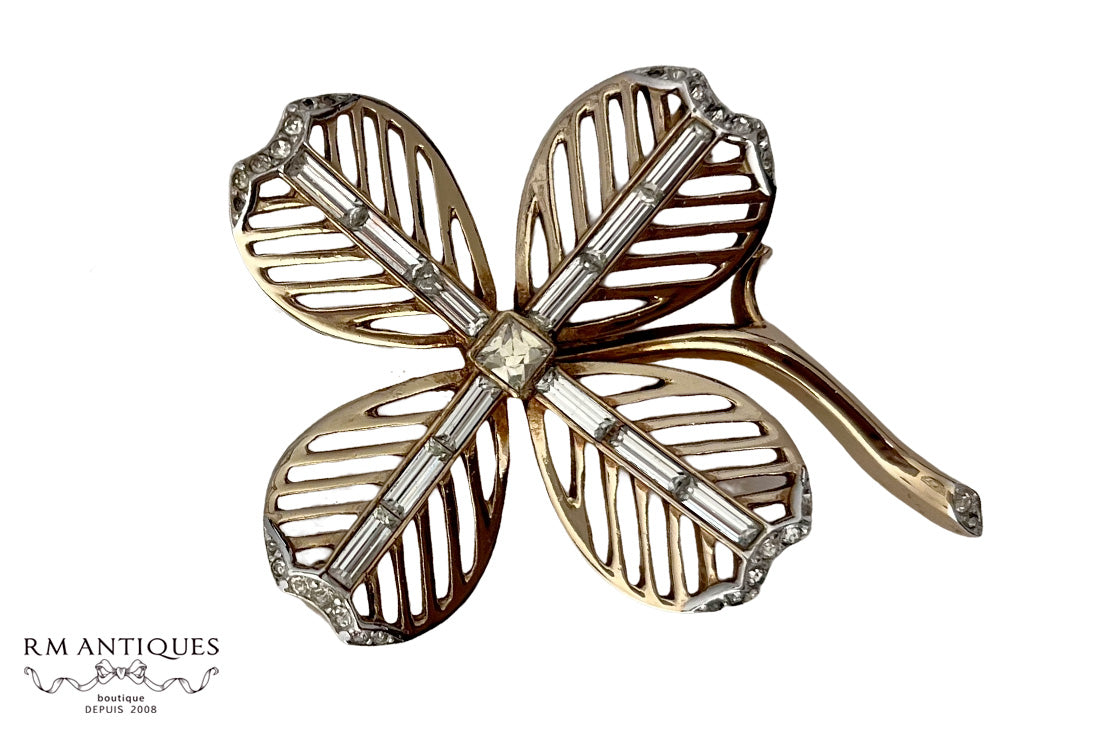 VJ-5262 Trifari pat pend 1952 alfred Philipe four leaf clover brooch Trifari