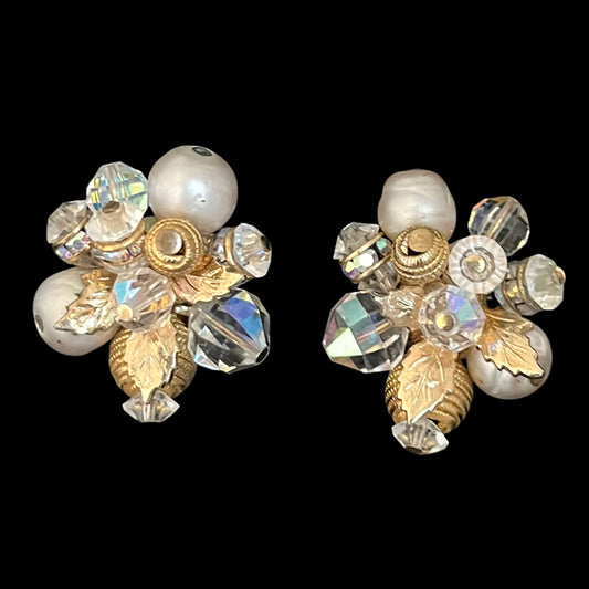 VJ-5370 Vendome Crystal glass cluster earrings Vendome