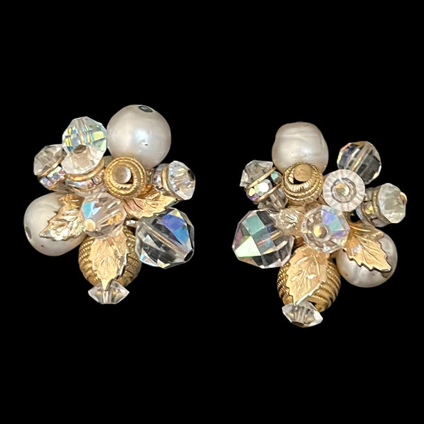 VJ-5370 Vendome Crystal glass cluster earrings Vendome