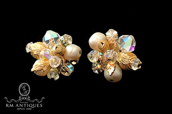 VJ-5370 Vendome Crystal glass cluster earrings Vendome