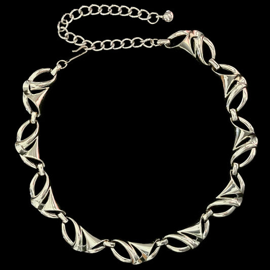 VJ-5506 Coro Silver Link Choker Necklace Coro