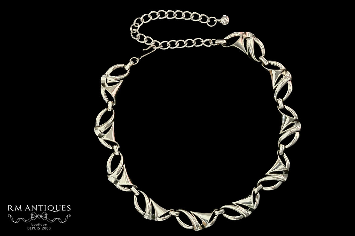 VJ-5506 Coro Silver Link Choker Necklace Coro