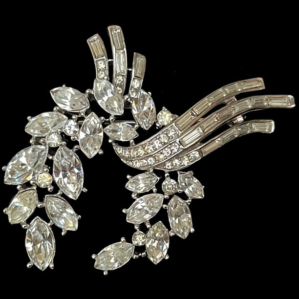 VJ-5829 Crown Trifari Marquise rhinestone brooch Trifari