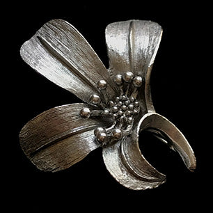 Emmons oxidized silver brooch with lily "Lily Antiqua" 1969