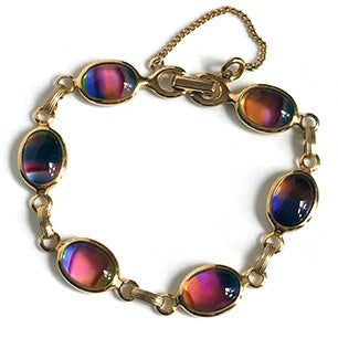 Sarah Coventry "harmony" 1964 rainbow glass cabochon bracelet