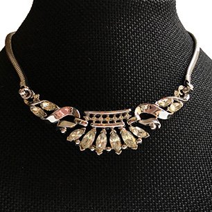 Trifari Pat pend alfred 1950 Rhinestone Choker Necklace Silver Trifari