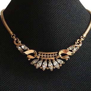 Trifari Pat pend alfred 1950 rhinestone choker necklace gold trifari