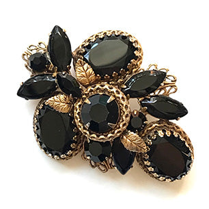 Regency jet black brooch