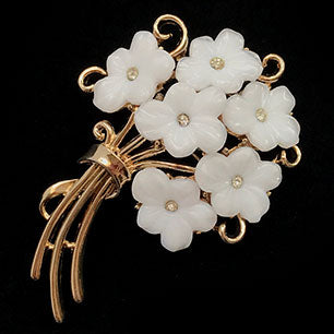 Crown Trifari A Philippe pat pend 1951 Milk Glass Brooch Trifari