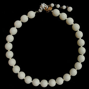 Miriam Haskell 12mm milk glass necklace Miriam Haskell