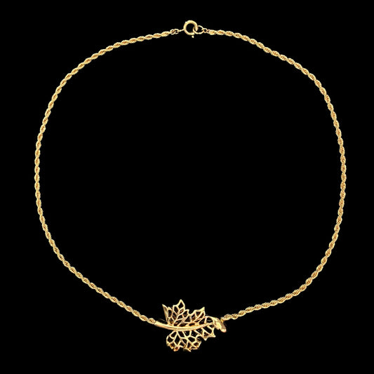 VJ-6797 Crown trifari Gold leaf necklace Trifari