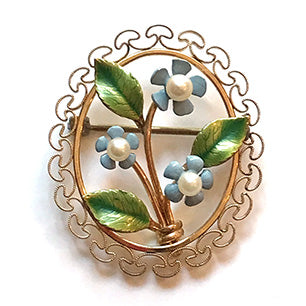 Krementz forget me not forget-me-not brooch pin