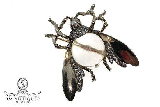 Trifari A philippe jelly belly Fly brooch sterling Trifari 1944