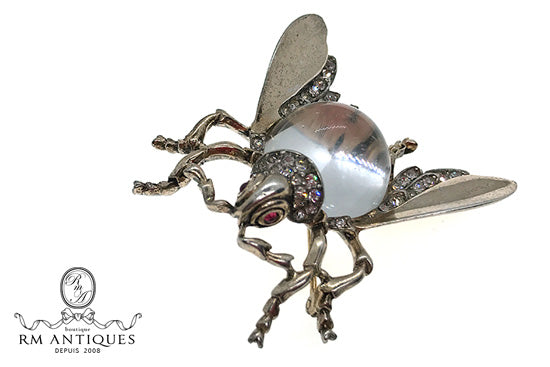 Trifari A philippe jelly belly Fly brooch sterling Trifari 1944