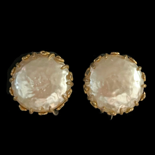 VJ-6885 Miriam Haskell Baroque pearl round earrings