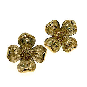 Trifari Dogwood Dogwood Gold Earrings Trifari